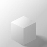 Abstract 3D white cube box mockup on white background. vector