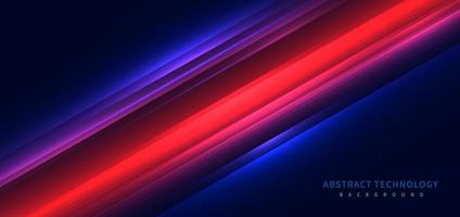 Technology futuristic background striped lines with red light effect on dark blue background. vector