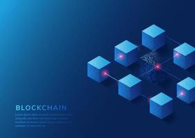 Block chain concept background. Technology digital big data blocks  with copy space for text.