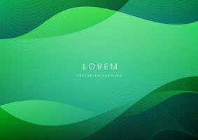 Abstract green curved and wave lines background. vector