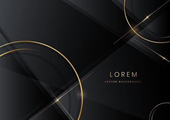 Abstract gold circle lines geometric overlapping on dark background.