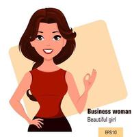 Young cartoon businesswoman dressed in office clothes vector