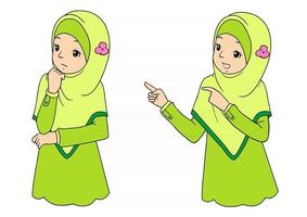 Young muslim woman with facial expressions vector