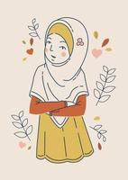 Pensive young Muslim girl vector