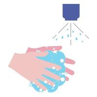 Washing hands with soap. Washing hands with soap to prevent virus and bacteria. Disinfection of hospitals. Everyday hygiene essentials. Vector illustration isolated