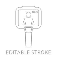 Thermographic camera. Body temperature checks by infrared thermal camera. Thermal Imaging Systems. Checkpoint or station for measurement of fever. Temperature scanning sign. Vector