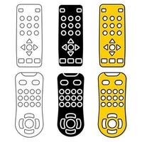 Remote control for TV, dvd or media center. TV remote in outline, glyph and color. Television clicker in flat style. Vector illustration isolated