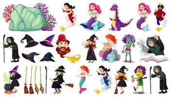 Set of fantasy cartoon characters vector