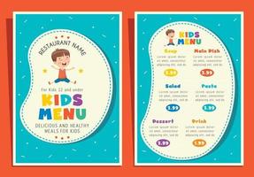 Cute Colorful Kids Meal Menu Template vector