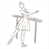 Ballerina in dress and pointe shoes. Line style. Dancer. vector