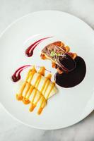 Foie gras and duck meat with sweet sauce