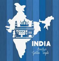 indian amritsar golden temple with map background vector