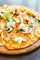 Spicy seafood pizza photo