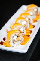 Eel sushi roll maki with cheese photo