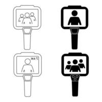 cámara térmica. controles de la temperatura corporal mediante una cámara termográfica de infrarrojos. sistemas de imágenes térmicas. escanear la temperatura de las personas. detección de coronavirus. medición de la fiebre. vector