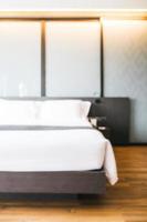 Abstract blur and defocused decoration in hotel bedroom interior photo