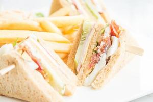 Club sandwiches in white plate photo