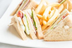 Club sandwiches in white plate photo