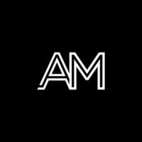 AM Monogram Initial Capital Letter Design Modern Template vector