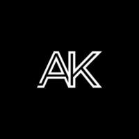 AK Monogram Initial Capital Letter Design Modern Template vector