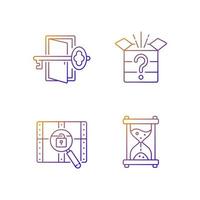 Puzzle gradient linear vector icons set