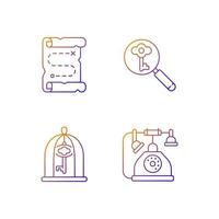 Solving quest gradient linear vector icons set