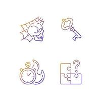 Quest room gradient linear vector icons set