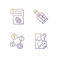 Mystery quest gradient linear vector icons set
