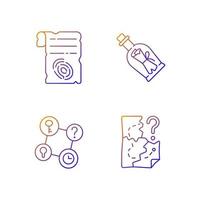 Mystery quest gradient linear vector icons set