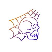 Skull with spider web gradient linear vector icon