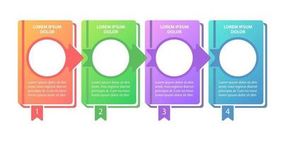 plantilla de infografía de vector de programa educativo. Elementos de diseño de presentación de progreso de aprendizaje con espacio de texto. visualización de datos con 4 pasos. gráfico de la línea de tiempo del proceso. diseño de flujo de trabajo con copyspace