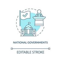National governments concept icon. Community development abstract idea thin line illustration. Public housing assistance. Fighting poverty. Vector isolated outline color drawing. Editable stroke