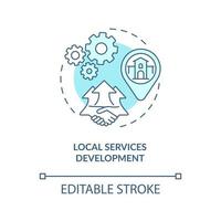 Local services development concept icon. Community change strategy abstract idea thin line illustration. Housing sector management. Vector isolated outline color drawing. Editable stroke