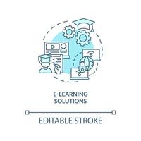 E-learning solutions concept icon. Community development abstract idea thin line illustration. Boosting education scenario in rural settings. Vector isolated outline color drawing. Editable stroke