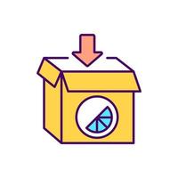 Branded box for production delivery RGB color icon. Ecommerce business. Custom-printed box. Isolated vector illustration. Brand-focused design. Custom packaging simple filled line drawing