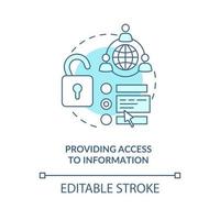 Providing access to information concept icon. Community development abstract idea thin line illustration. Global communication. Open sources. Vector isolated outline color drawing. Editable stroke