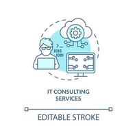 IT consulting services concept icon. Community development abstract idea thin line illustration. Digital transformation strategy. Vector isolated outline color drawing. Editable stroke