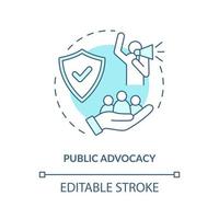 Public advocacy concept icon. Community change abstract idea thin line illustration. Promoting changes to laws. Participation in local events. Vector isolated outline color drawing. Editable stroke
