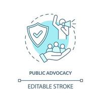 Public advocacy concept icon. Community change abstract idea thin line illustration. Promoting changes to laws. Participation in local events. Vector isolated outline color drawing. Editable stroke