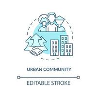 Urban community concept icon. Communities types abstract idea thin line illustration. Urban populations. Large towns and cities. Vector isolated outline color drawing. Editable stroke