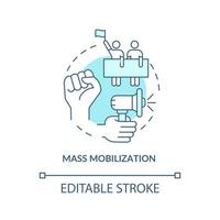 Mass mobilization concept icon. Community change strategy abstract idea thin line illustration. Strengthening community participation. Vector isolated outline color drawing. Editable stroke