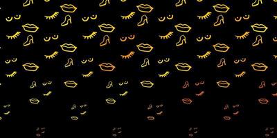 Glowing lips and shoes on black background vector
