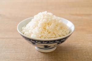 Cooked Thai jasmine white rice bowl photo