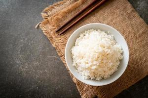 Cooked Thai jasmine white rice bowl photo