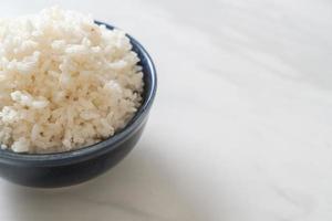 Cooked Thai jasmine white rice bowl photo