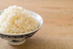 Cooked Thai jasmine white rice bowl photo