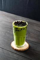 Matcha green tea latte with bubble photo