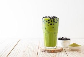 Matcha green tea latte with bubble photo