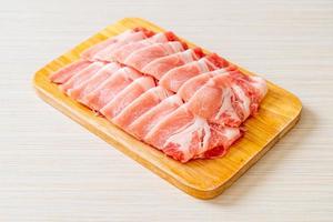 Fresh raw pork sirloin sliced photo