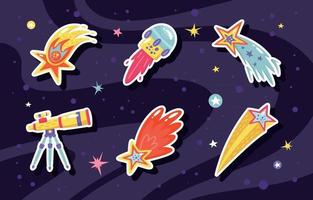 Flat Meteor Icon Set vector